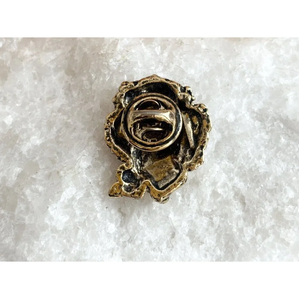 Cherub Angel Dark Gold Toned Carved Tiny Vintage Cute Jewelry Brooch | Lapel Pin